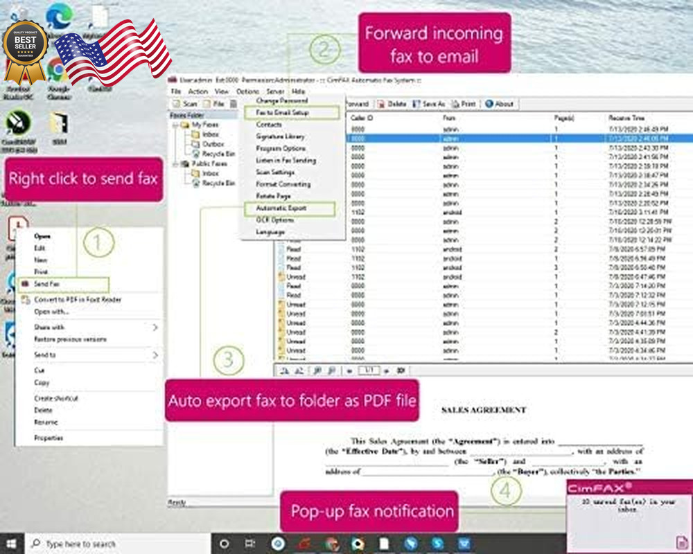 CimFAX A5 Paperless Fax Machine Send Fax from PC/Mobile Phone via Fax Line 24