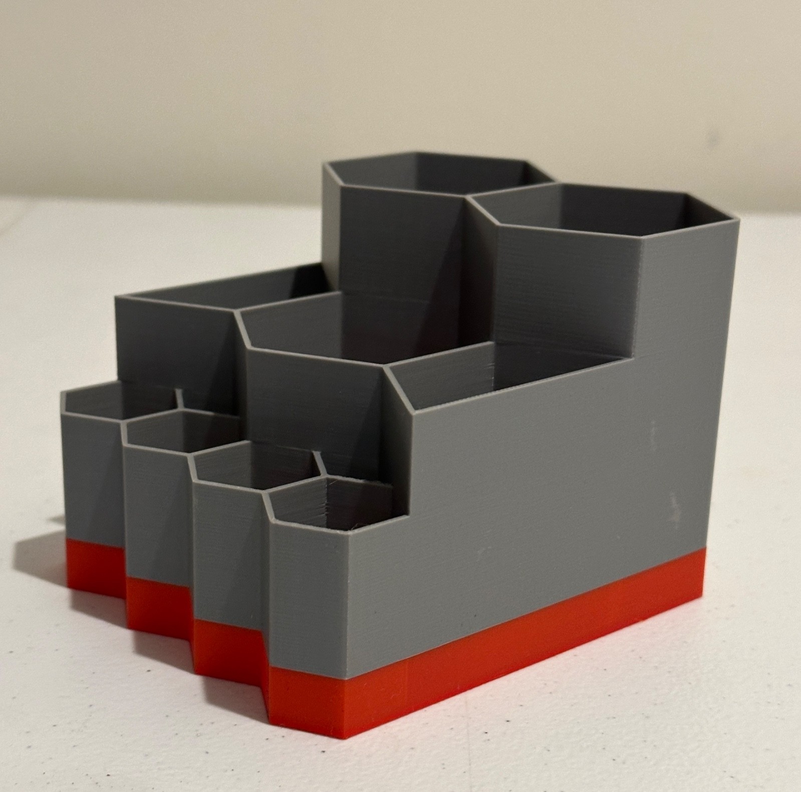 Two Tone Geometric Organizer for Office, Workshop, Kitchen, Sewing Room-Gray/Red