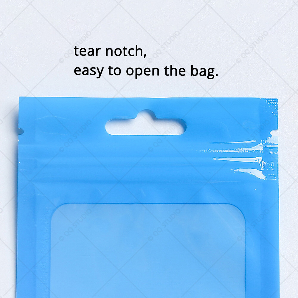 Multi-size&Color Double-Side Glossy Mylar Flat Zip Lock Bag w/Window&Hang Hole