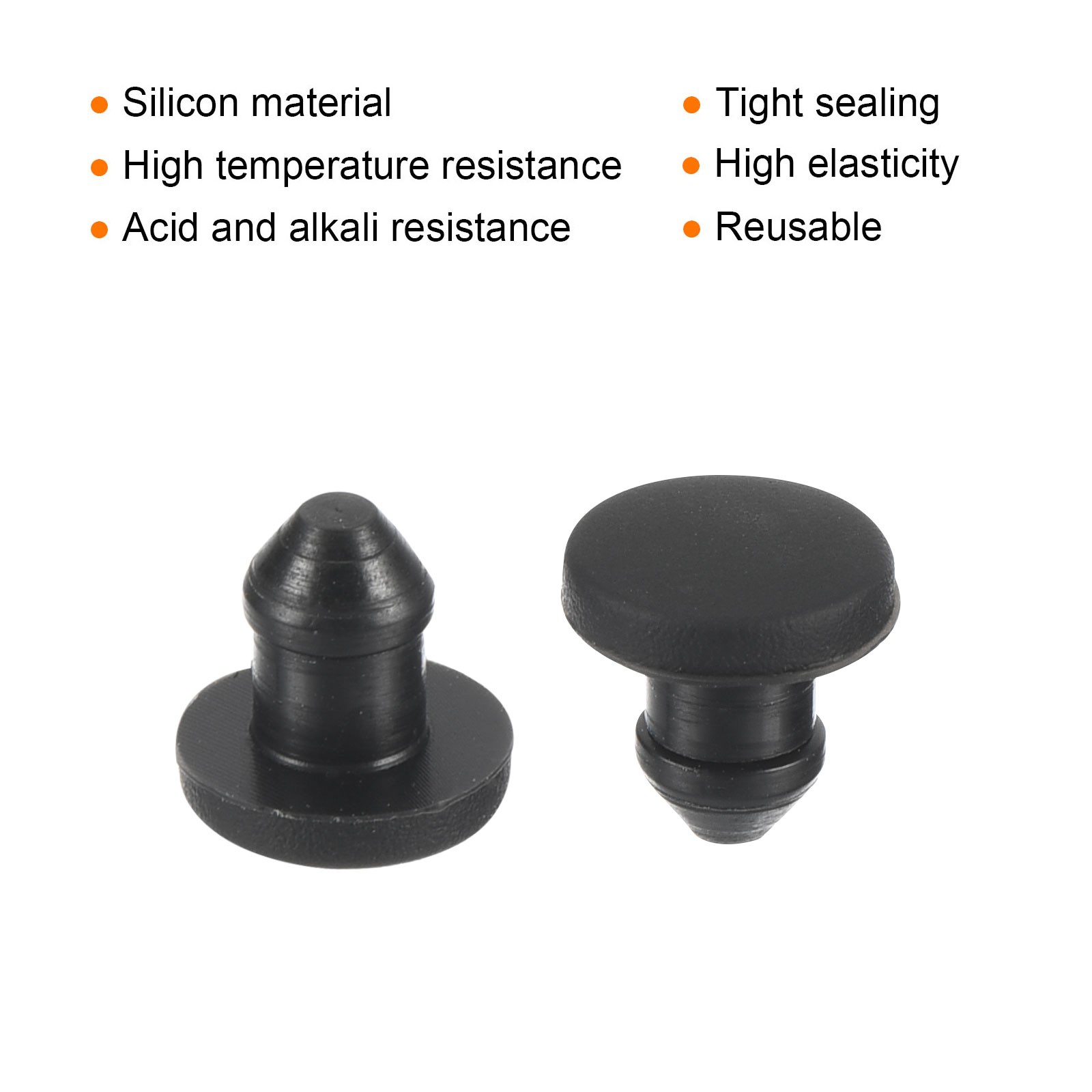 10Pcs Silicone Snap in Locking Hole Plugs Seal Cover Panel Round 4mm Black