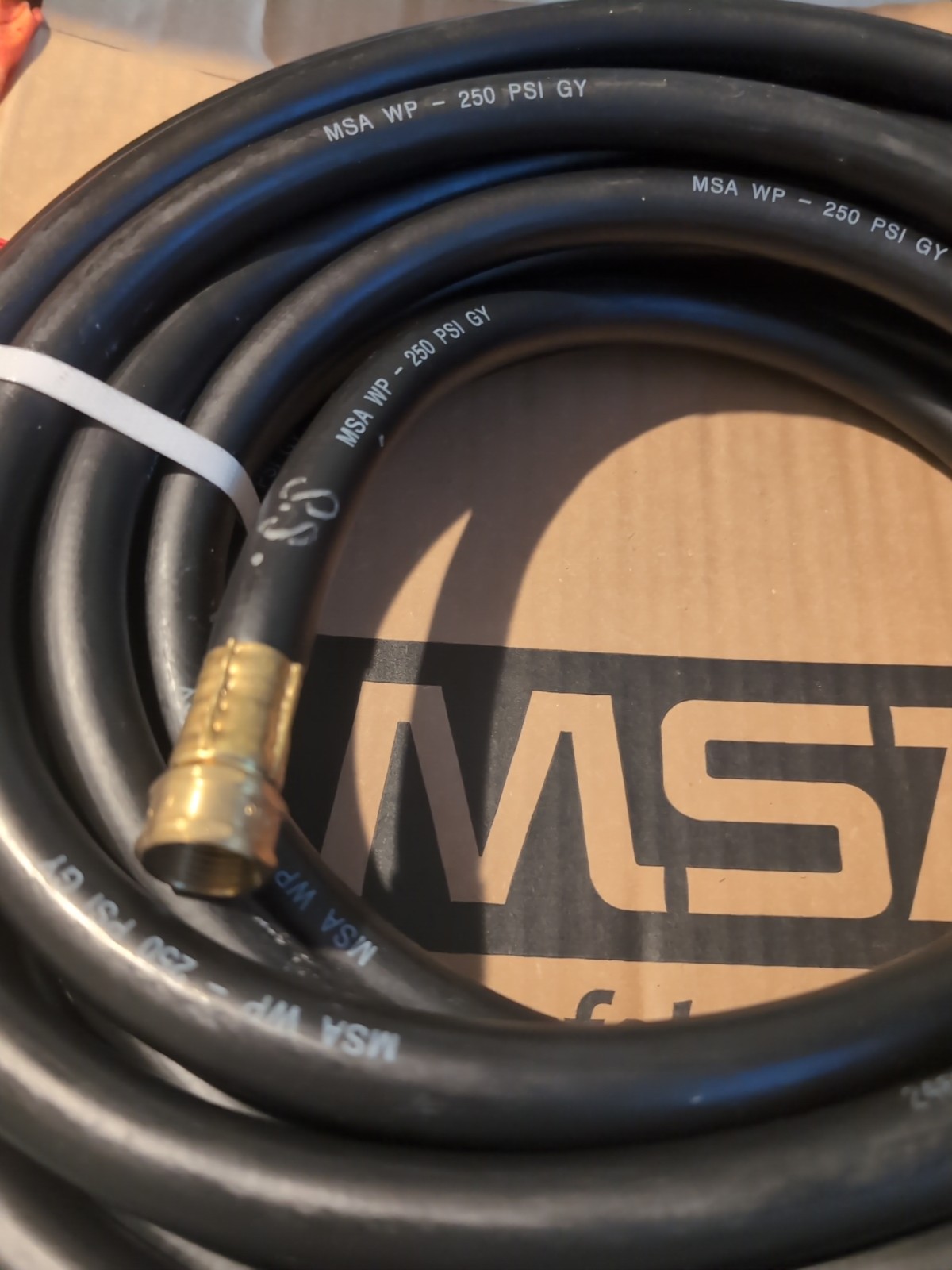 MSA 455022 Air Supply Hose, 3/8 in x 50 ft L, Threaded, Brass/Neoprene, Black