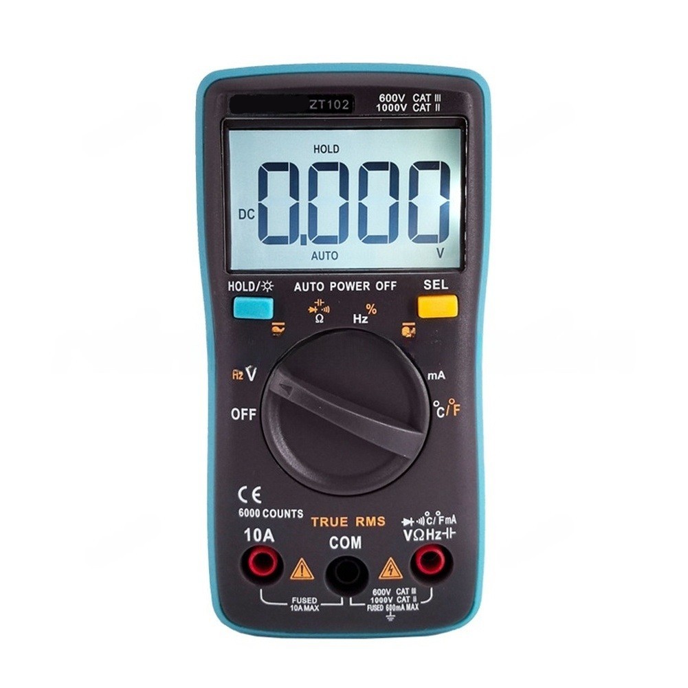 ZT102 Smart Multimeter Auto Range 6000 Counts Backlight Data Hold Function