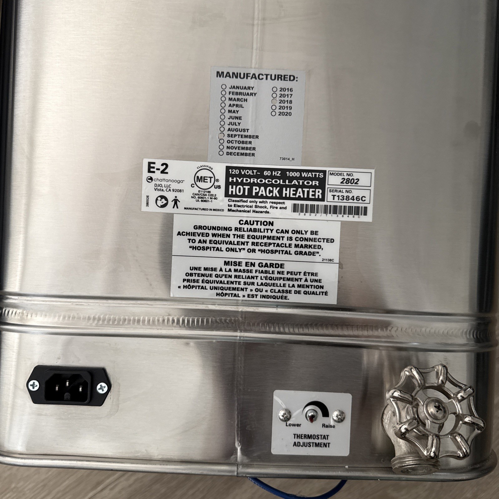 Chattanooga E-2 Hydrocollator STATIONARY HEATING UNIT