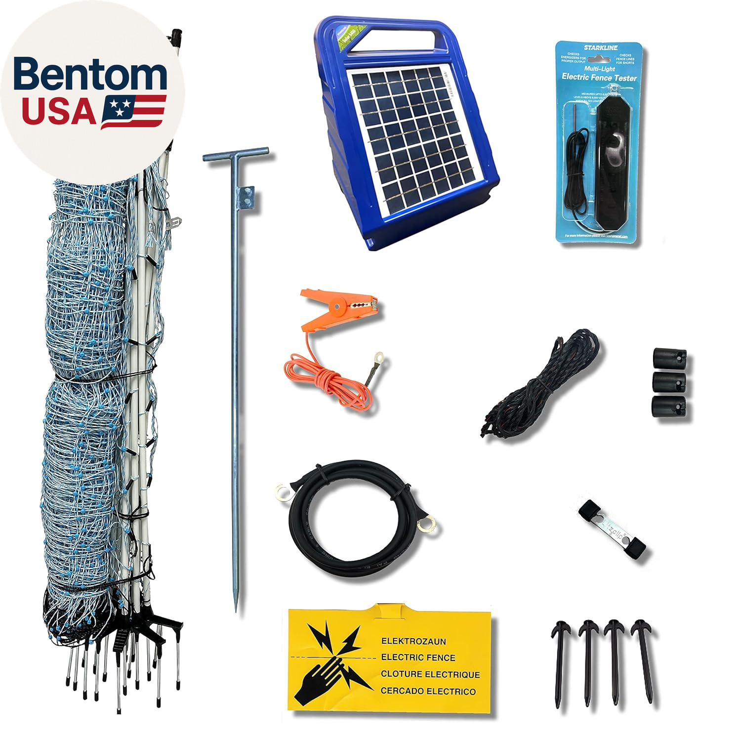 42″ X 164′ Electric Netting All-In-One Solar Kit for Goats, Sheep, Gardens, Beeh