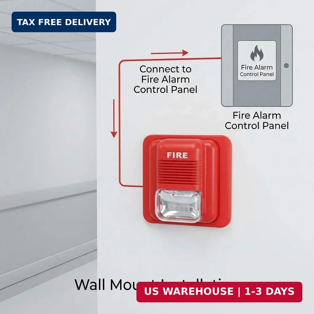 Fire Alarm Siren 12/24V DC | LED Strobe Horn ≥105dB | Wired Security System