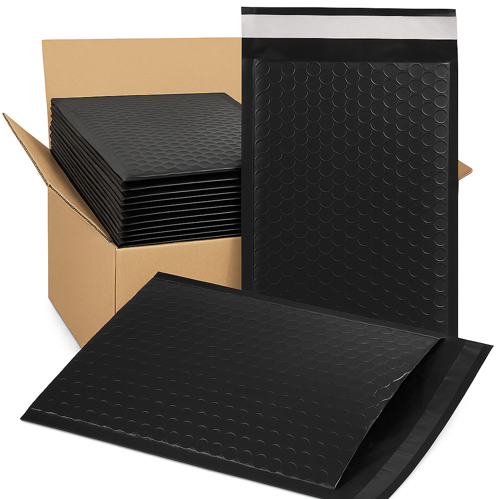 1000 Pack Black Poly Bubble Mailers 5×10 Self‑Seal Padded Shipping Envelopes