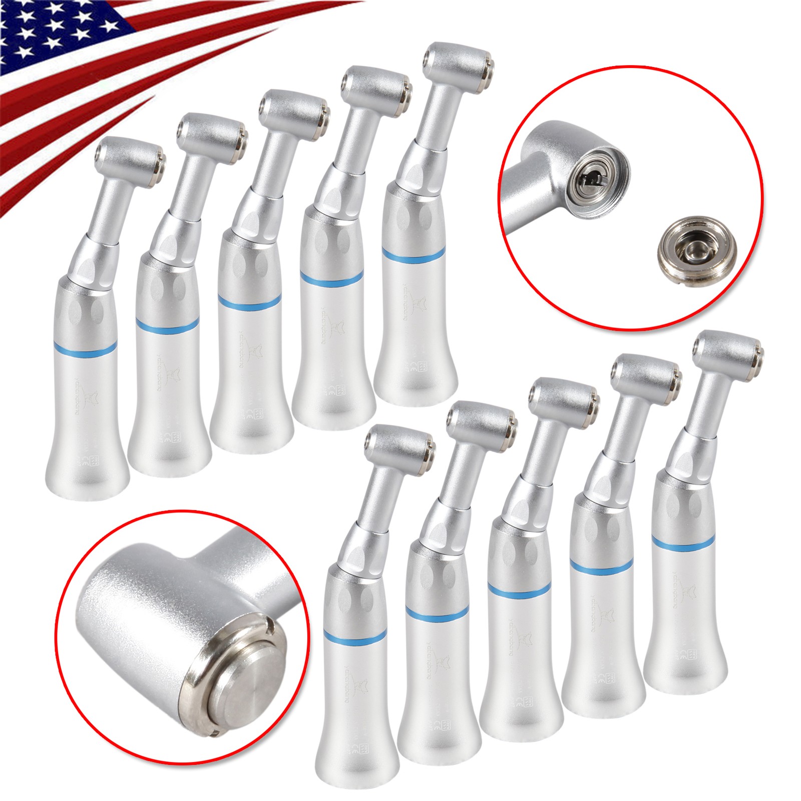 10pcs NSK Style Dental Low Slow Speed Handpiece Contra Angle Push Button E-Type