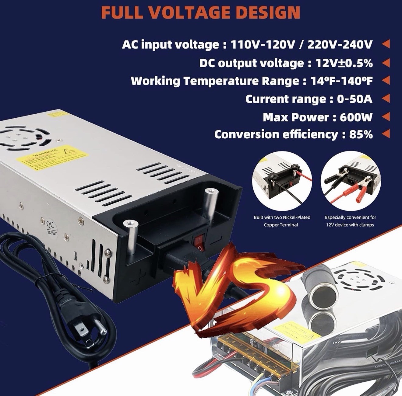 New Version Converter 110V AC to 12V DC Converter Power Supply 12V 600W 50A DC