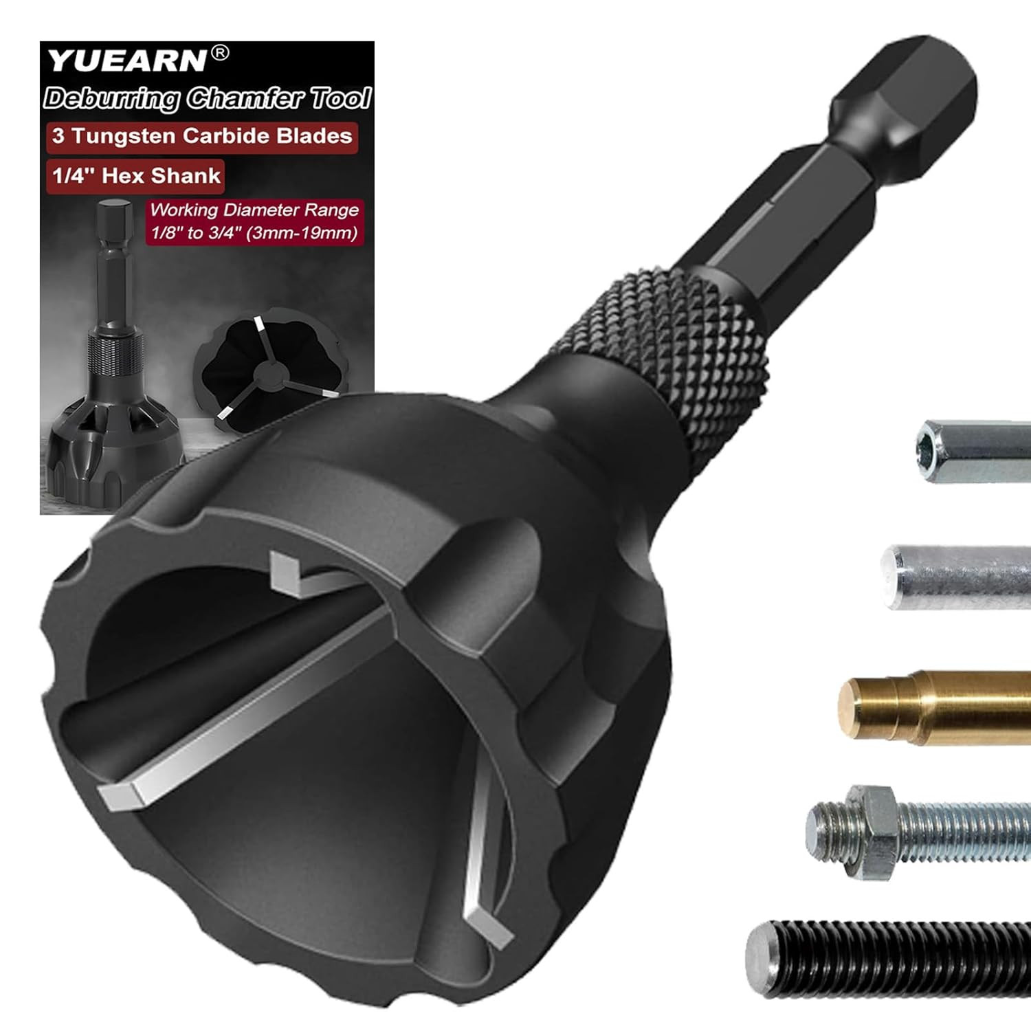 Deburring External Chamfer Tool with Tungsten Carbide Blade, Remove Burrs for Co