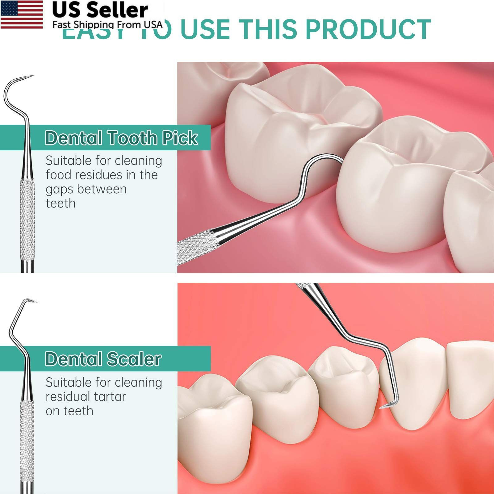 Professional Dental Scraper Tool Stainless Steel Dentist Pick Teeth Cleaner USA