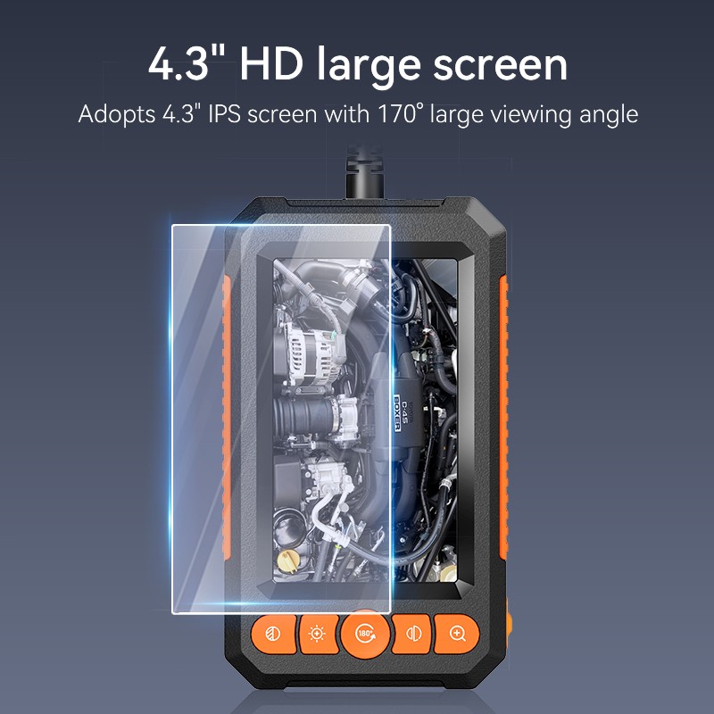 IP67 Rated Dual Lens Snake Inspection Camera 10M Cord Built-in LCD Screen