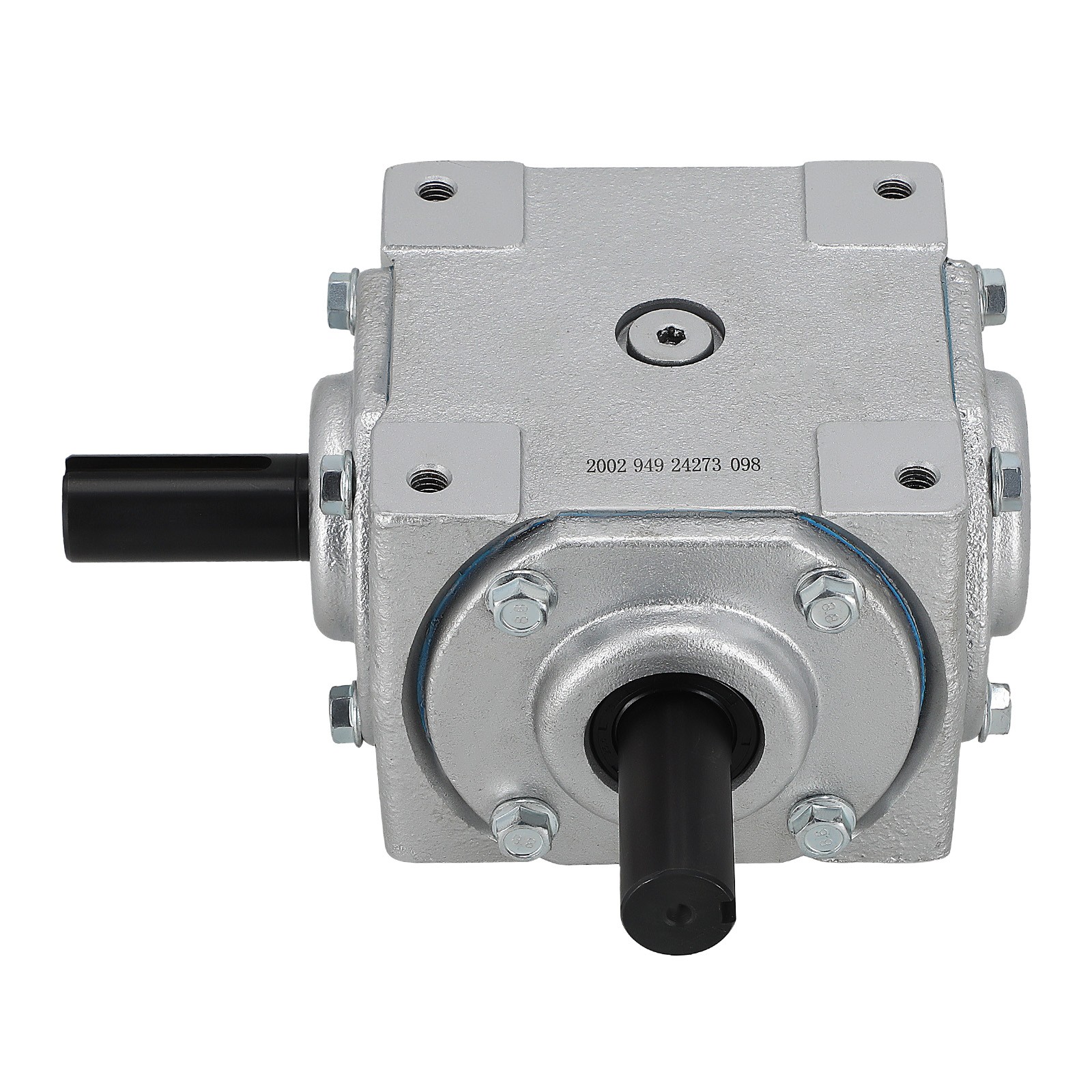 40 HP Right Angle Bevel Gearbox with 2 Keyed Shafts CW/CW 1 to 1 Ratio