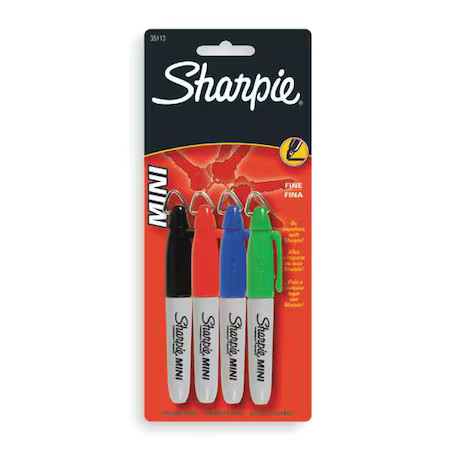 Sharpie 35113Pp Mini Permanent Marker Set, Black, Blue, Green, Red, Fine Tip,