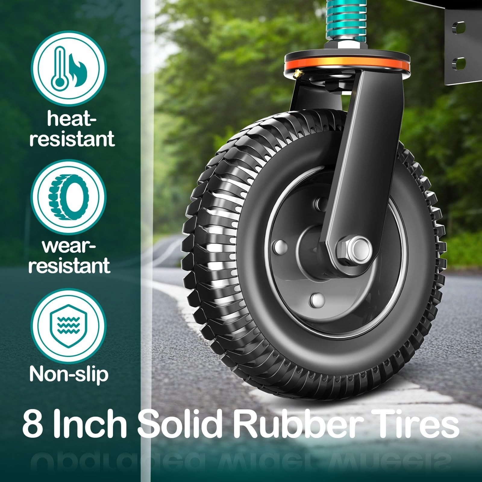 8″ Heavy Duty Gate Wheel, 750 lb Capacity, Fits Metal/Wood Gates, 360° Swivel Ca