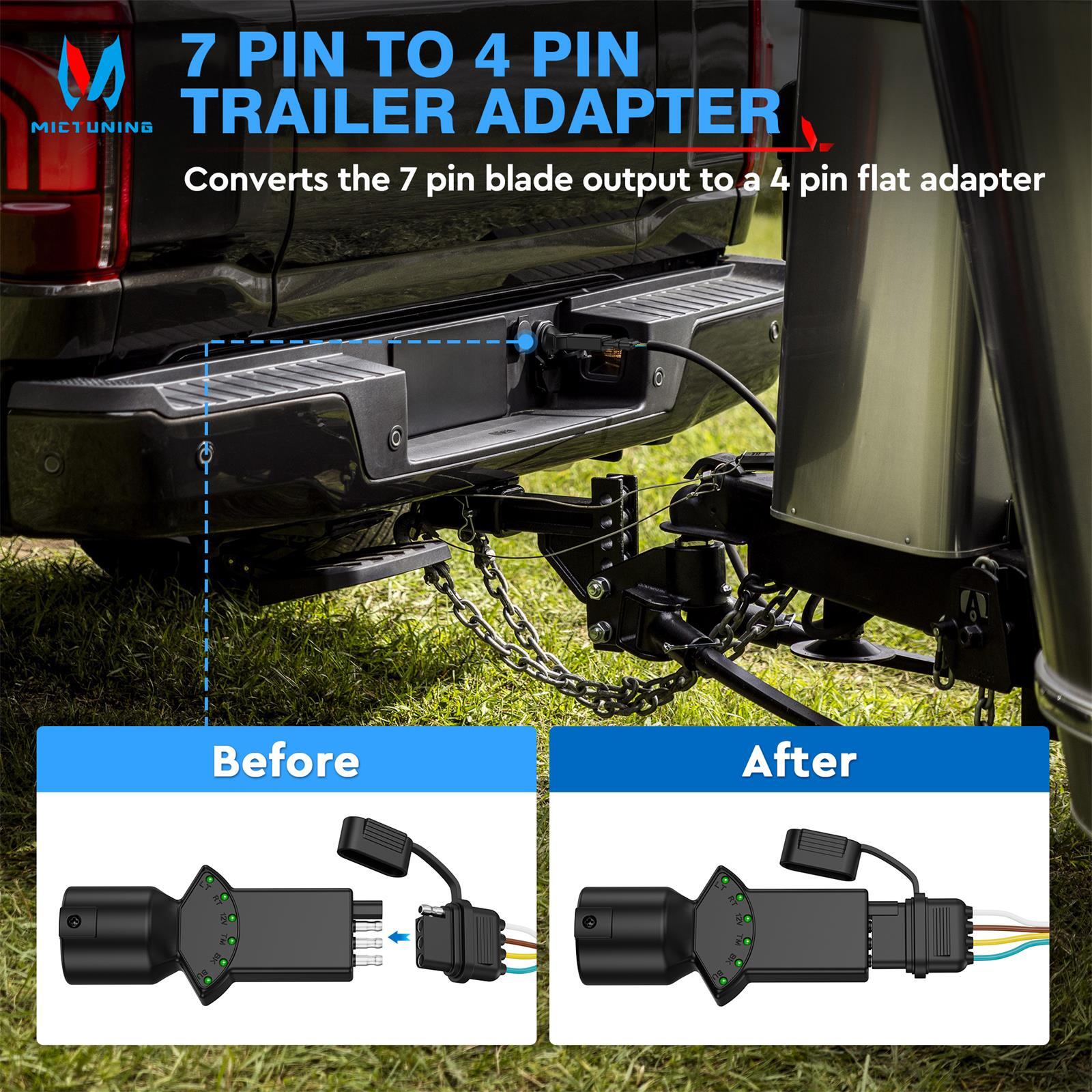 7 Way Blade & 4 Pin Trailer Light Circuit Tester w/LED Indicators Light Tester
