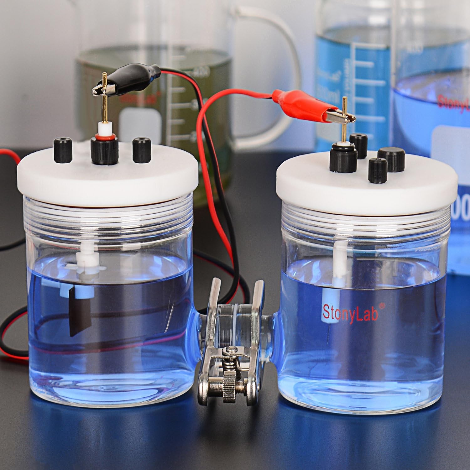 stonylab H-Type Electrolytic Cells, Borosilicate Electrochemical Cell with Do…