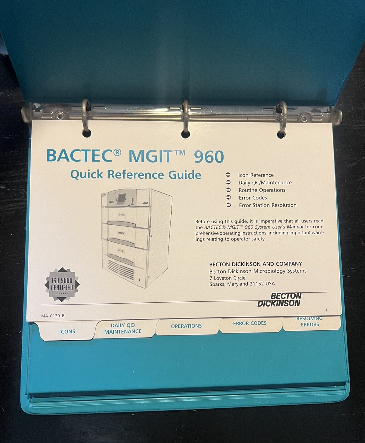 Becton Dickinson BD Bactec MGIT 960 System Users Manual