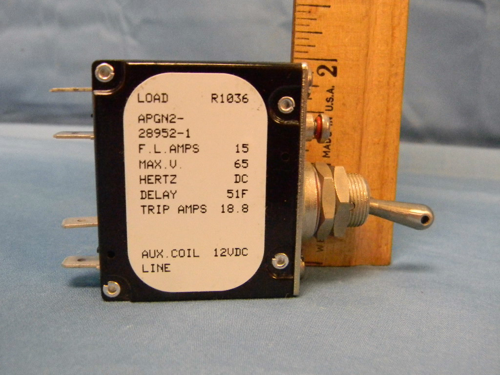 (10) NEW Sensata/Airpax 15A 65V-max APGN2-28952-1 DC Circuit Breakers
