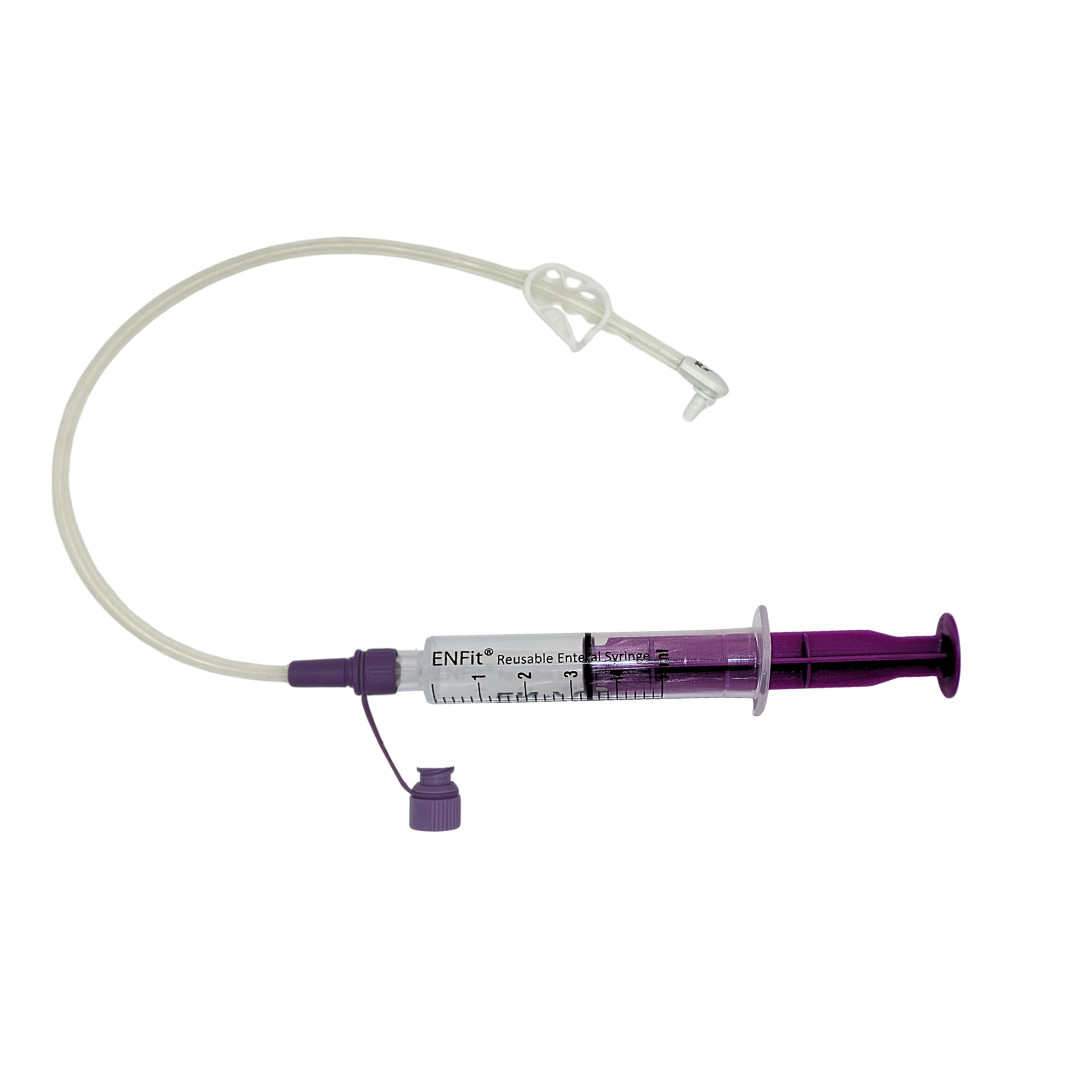 ENFit syringe, 5mL, O-Ring, Reusable Easy Glide Plunger, Pack of 25