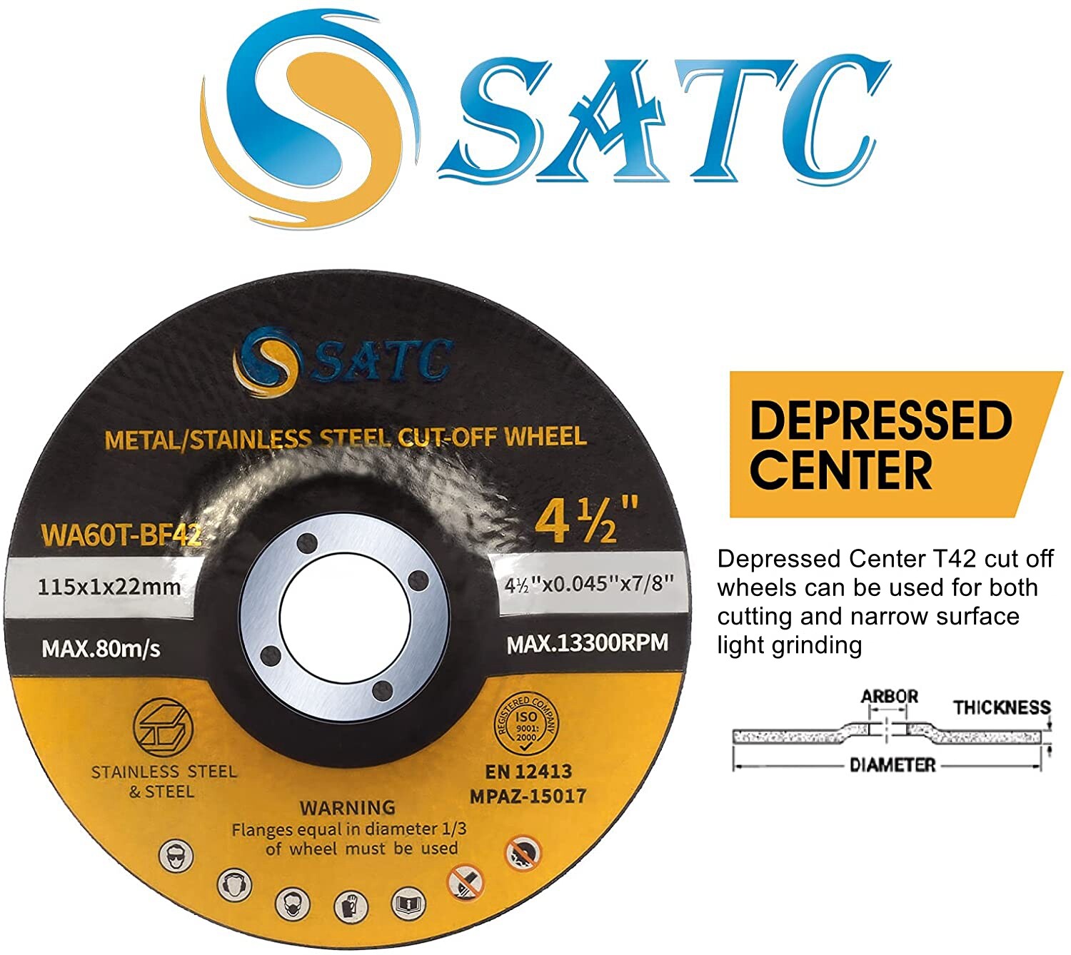 25 Pack 4-1/2″ Cut Off Wheels Depressed Center Angle Grinder Metal Cutting Disc
