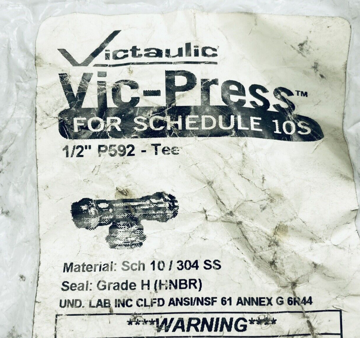 LOT OF 4 VICTAULIC P592 STAINLESS STEEL 1/2″ TEE SCH 10/ 304SS HNBR-SEAL