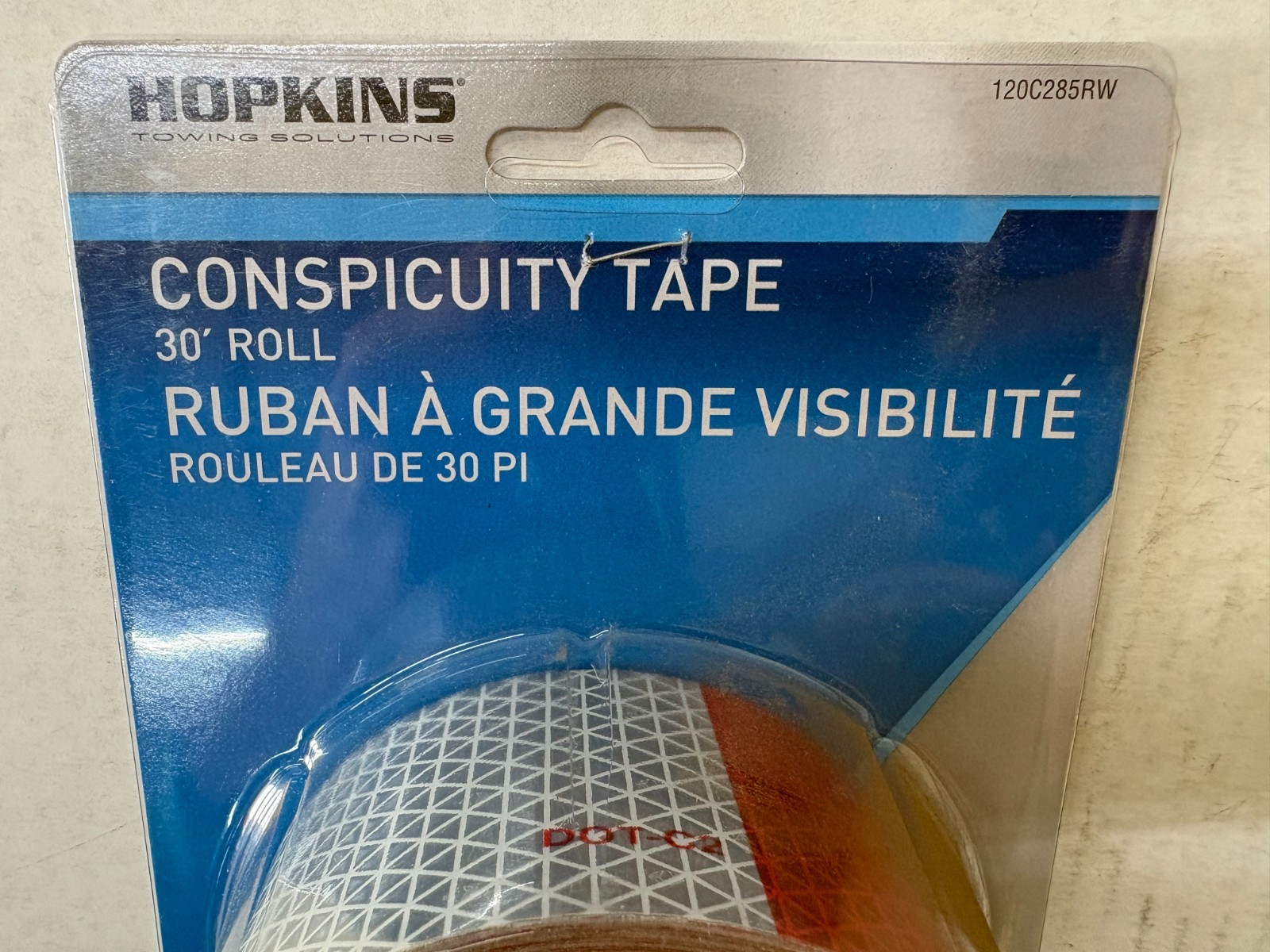 HOPKINS REFLECTIVE RED & WHITE CONSPICUITY TAPE 2″ WIDE x 30′ LONG ROLL C285RW
