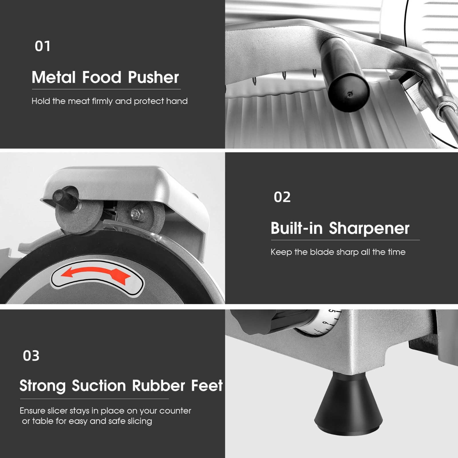 10inch Commercial Meat Slicer 240W Electric Frozen Meat Cheese Food Slicer New