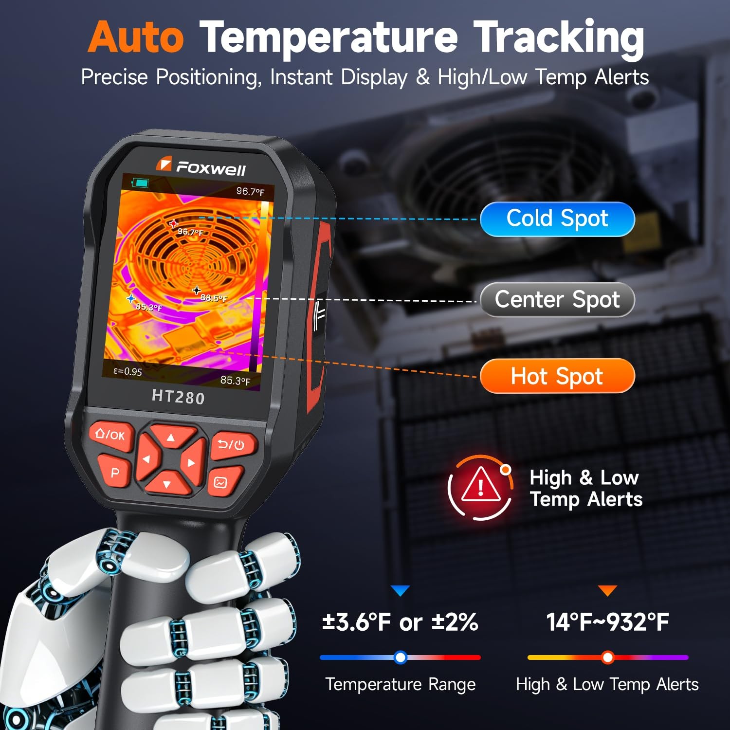 FOXWELL HT280 Thermal Imaging Camera Thermal Handheld Temp Alarm HVAC Electrical