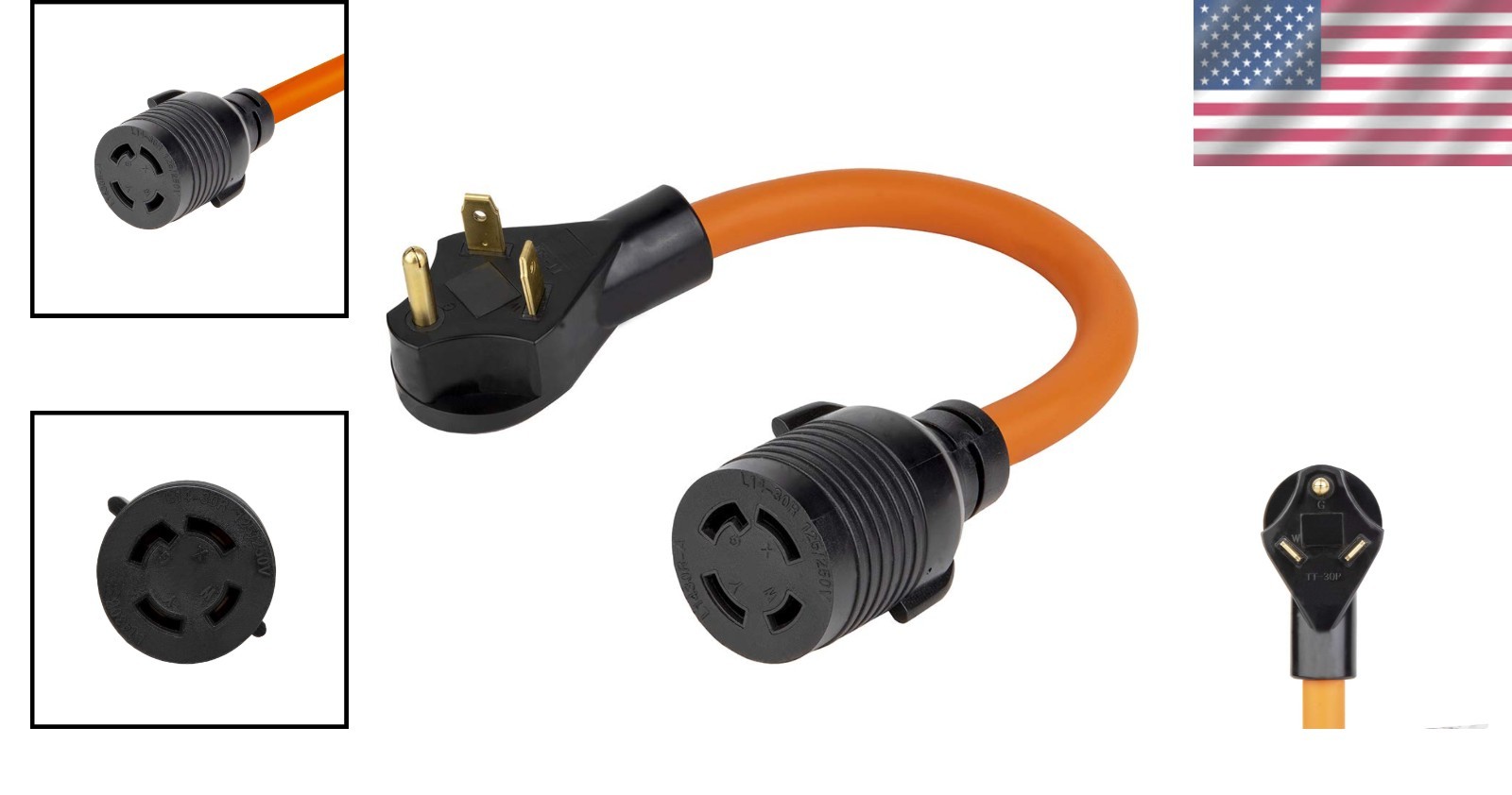 1.5FT Nema TT-30P to L14-30R Adapter, 30-Amp RV to L14-30R Generator Transfer Sw
