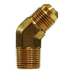 10453 45 deg Elbow, 3/8 in Male Flared x 3/8 in Male NPTF, Brass (2 Pack)