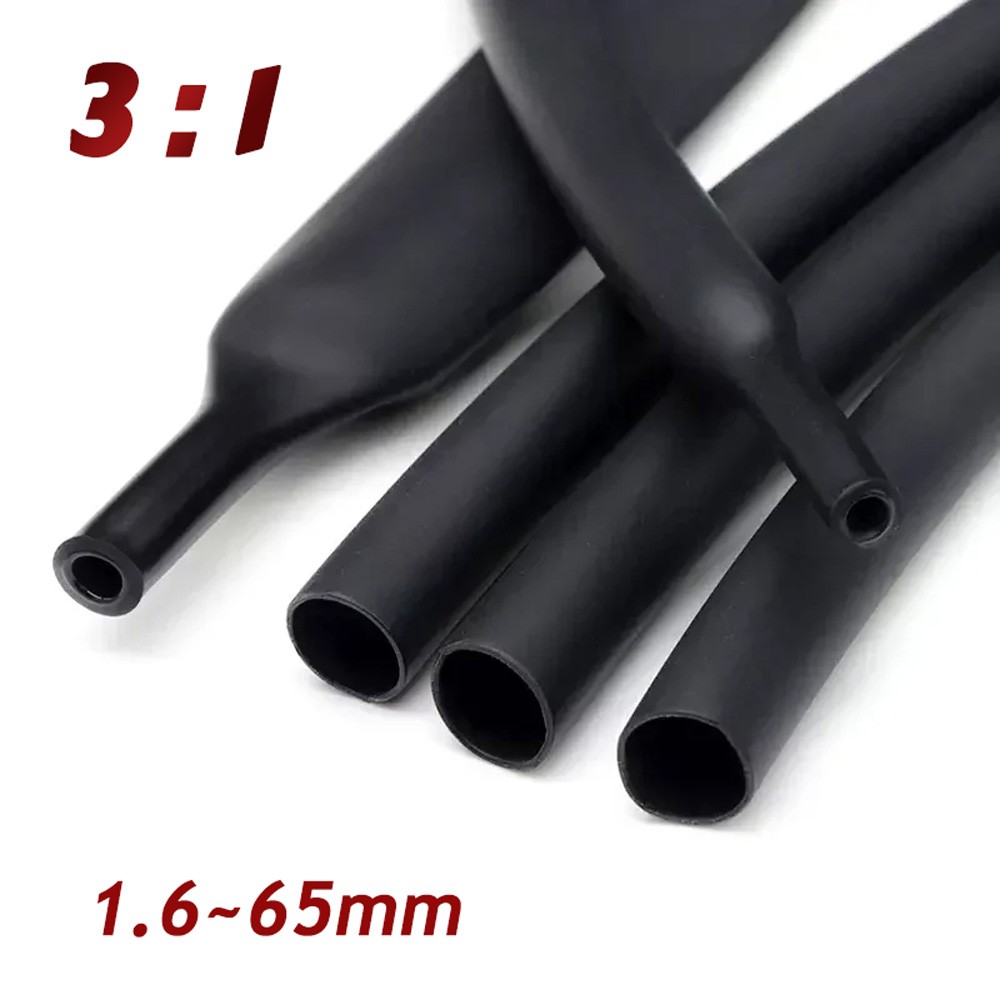 3:1 Black Adhesive Heat shrink Waterproof HeatShrink Glue Lined Tubing Sleeving