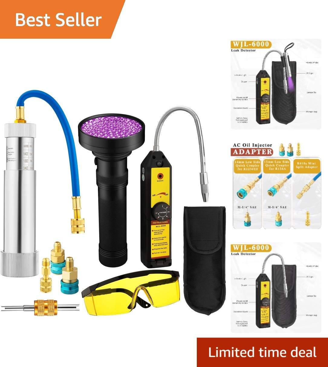 Comprehensive AC Leak Detection Kit – R134a, R1234yf Compatible, UV Dye Included