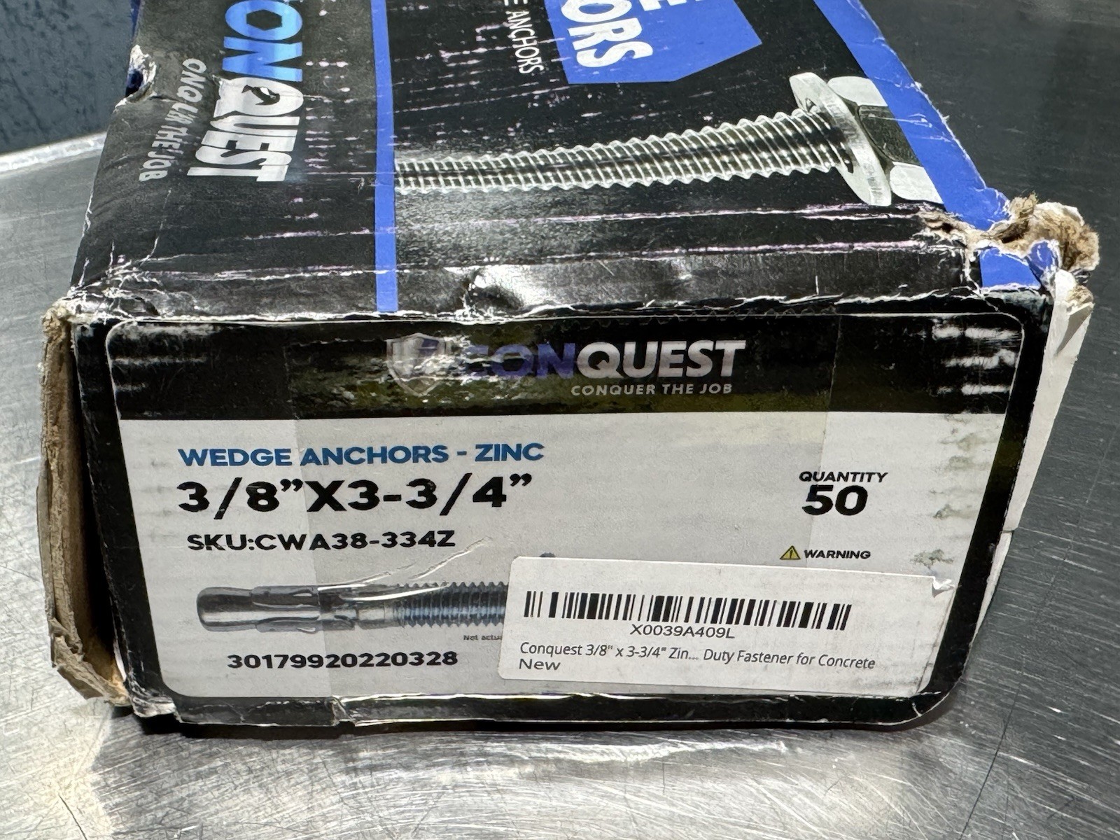3/8″ x 3-3/4″ Conquest Wedge Anchors – Zinc, Pkg 50