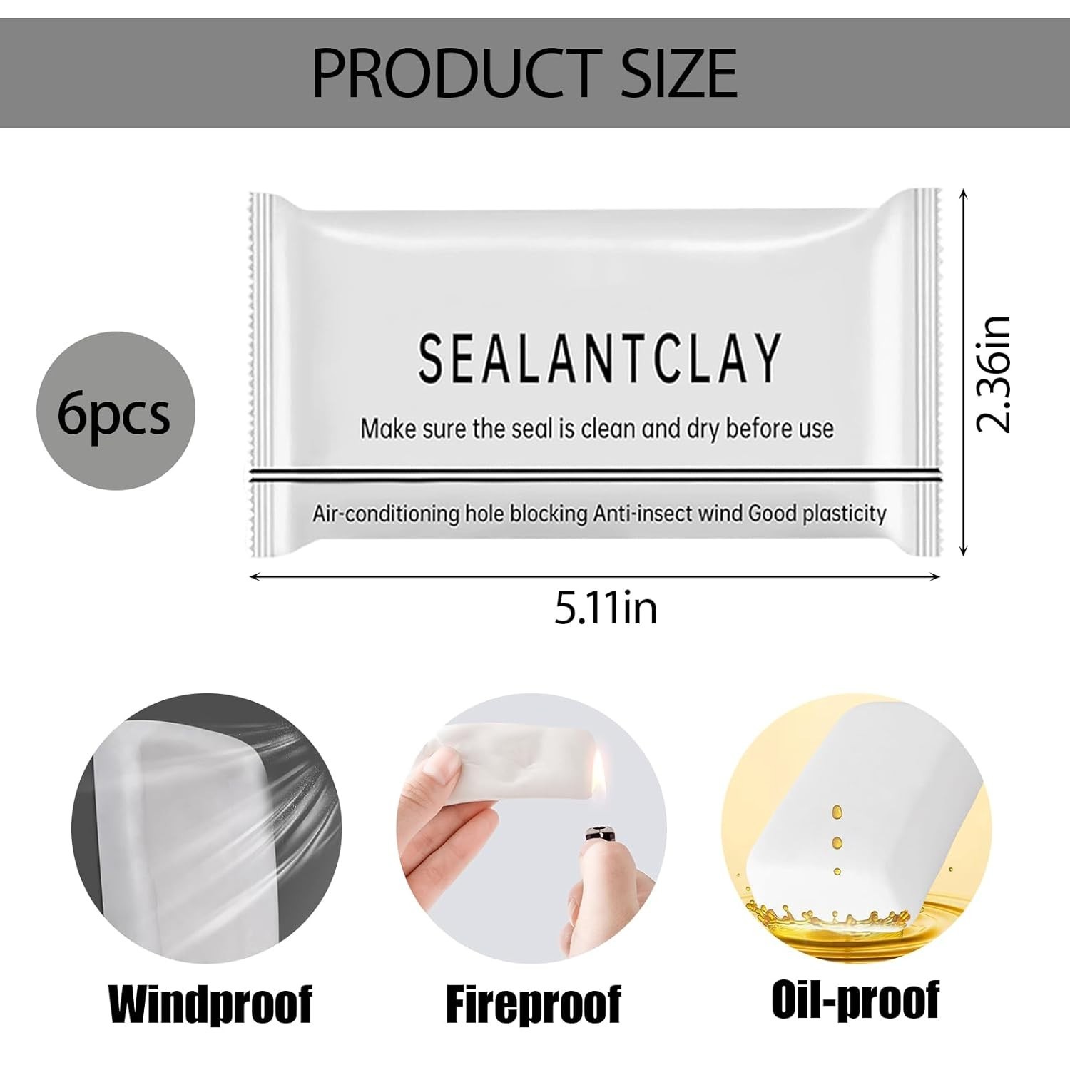 Moldable Sealant Clay 6 Pack White Waterproof Fast Drying Putty