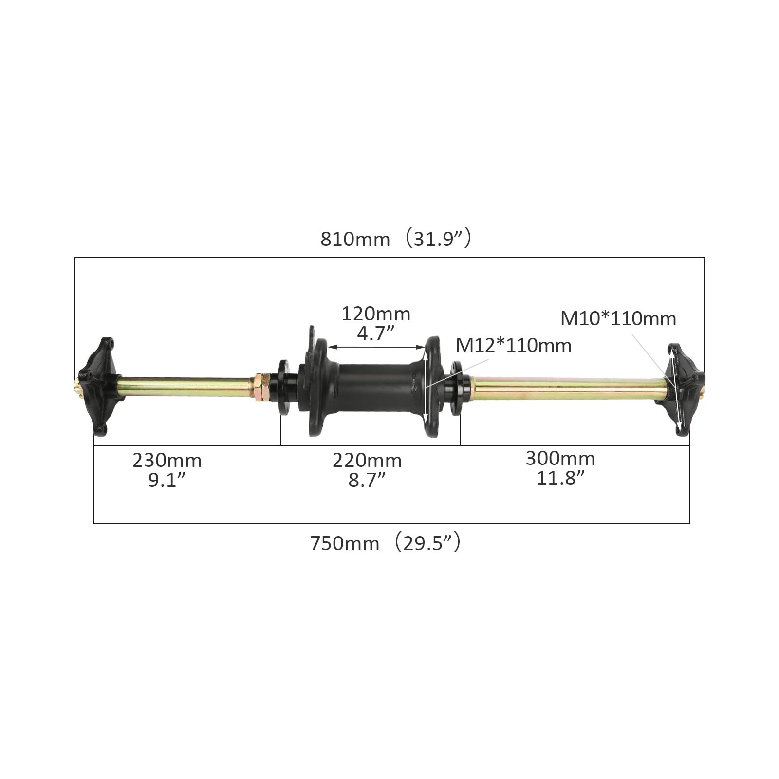 32 Rear Axle Kit DIY ATV Quad Go Kart Drift Trike 18×9.5-8 Wheels Tubeless Tires