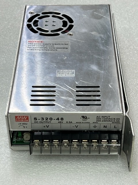 Meanwell S-320-48 Input: 120/240VAC Output: 48VDC 6.5A Power Supply Unit Used