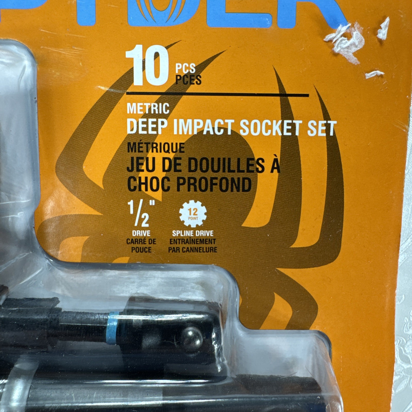 Spyder 10 Pcs Metric Deep Impact Socket Set 1/2” Drive New W/ 1/4” Adapter