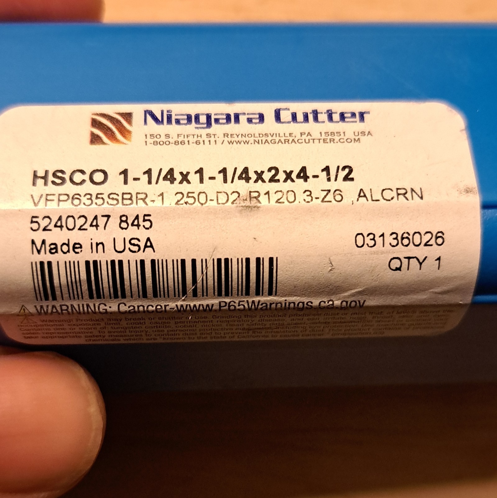 Niagara Cutter Rough/Finish End Mill 1-1/4″ 6F Square 2″ LOC 4-1/2″ OAL
