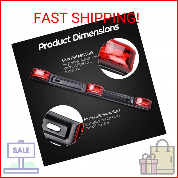 HHCSOP Red LED Marker Bar 3 Lights 9 LED Trailer Clearance ID Bar for Truck Trai