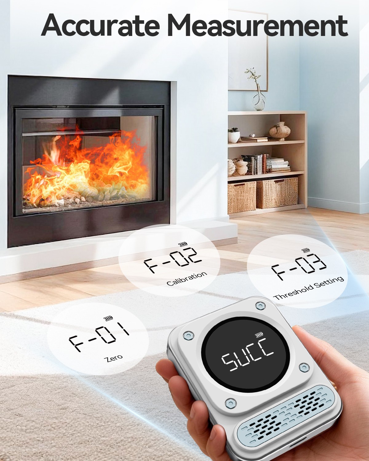 3-In-1 Portable Carbon Monoxide Detector,0-1000ppm CO Meter with Temperature