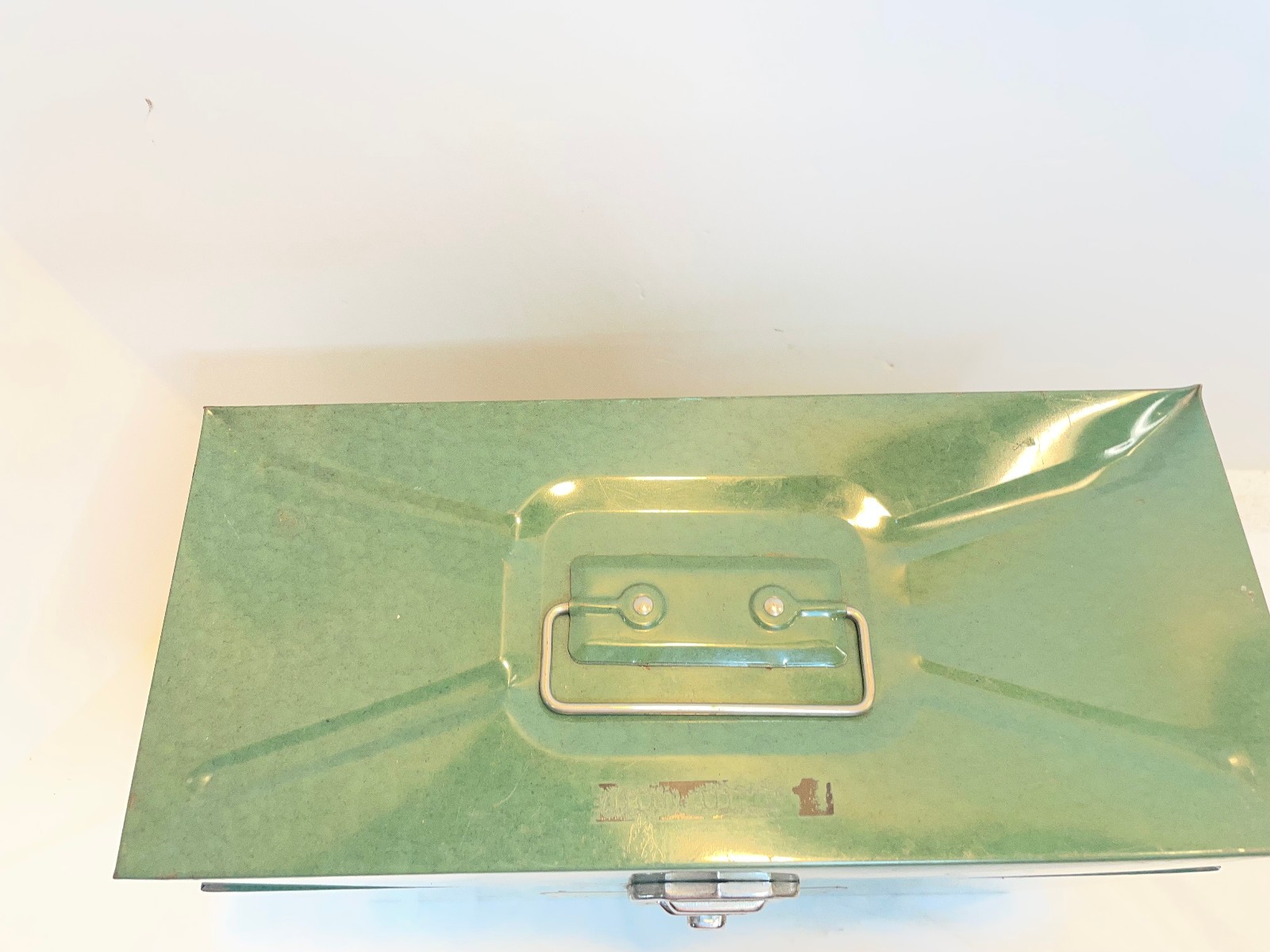 Vintage File A Way Personal Metal Storage Case Box Green No Key