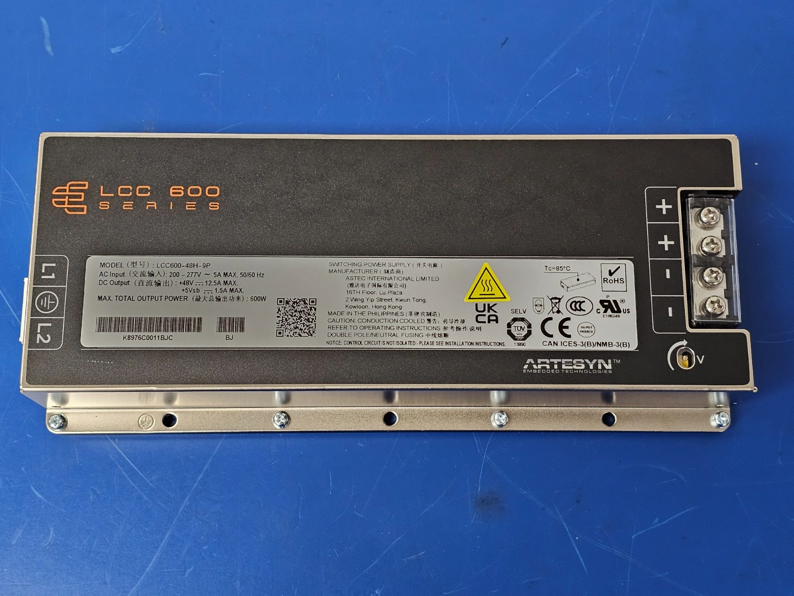 ARTESYN LCC600-48U-9P Switching Power Supply 600W 90-264VAC 48V O/P Term Block