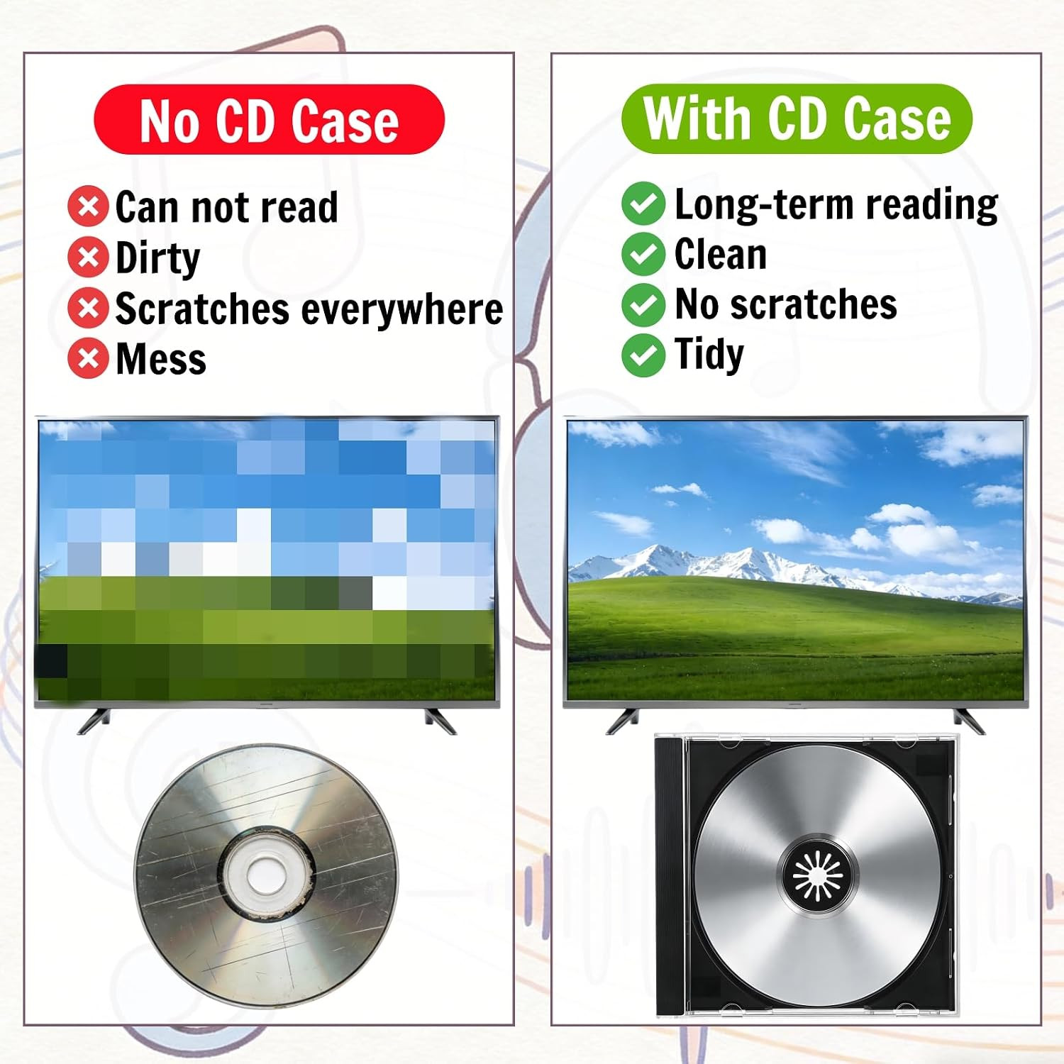 25 Pieces Clear CD Jewel Cases, 10.4 Mm Standard Single CD DVD Storage Case with