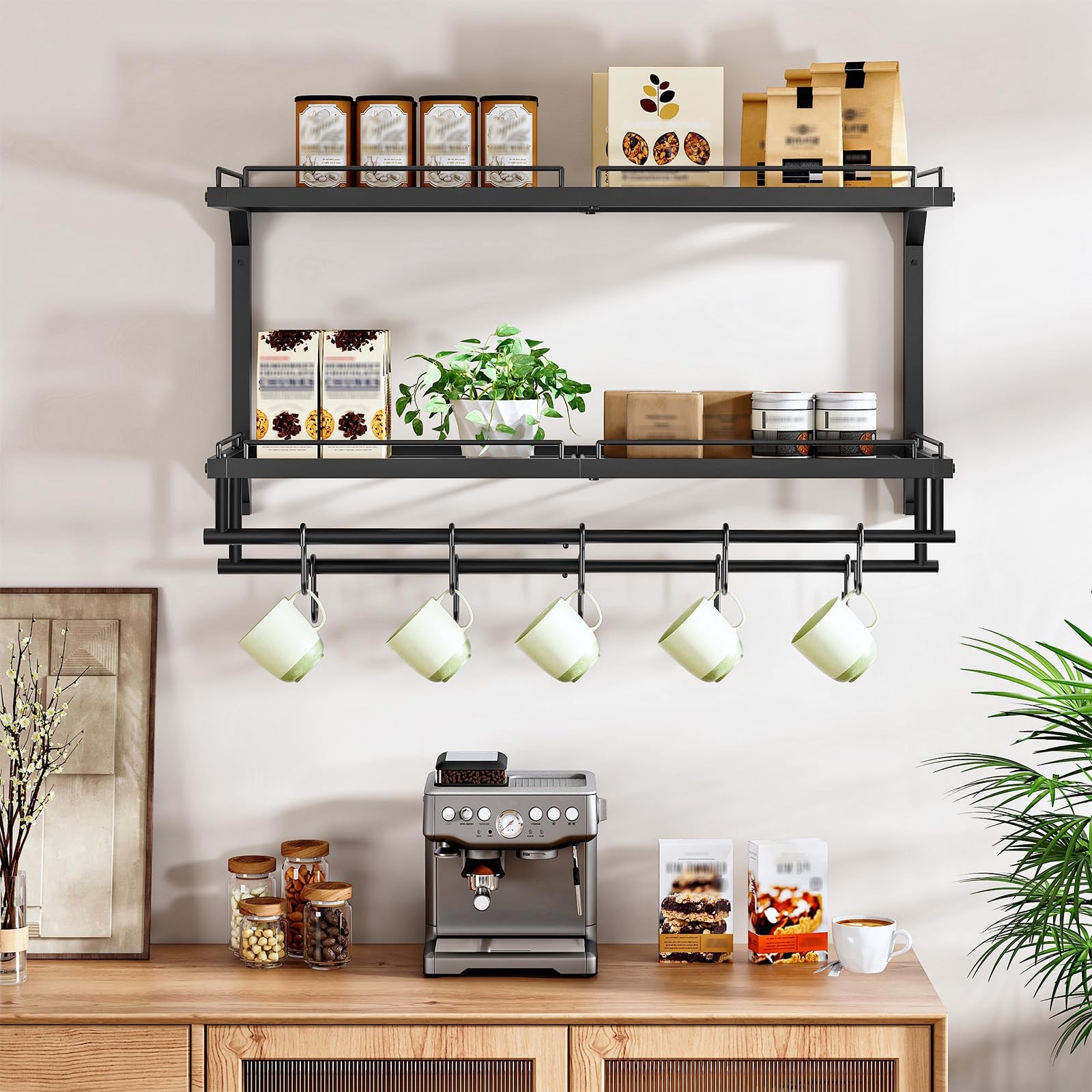 CHOEZON Pot Rack, Wall Mounted Pan Holder, 2-Tier and Large, Black