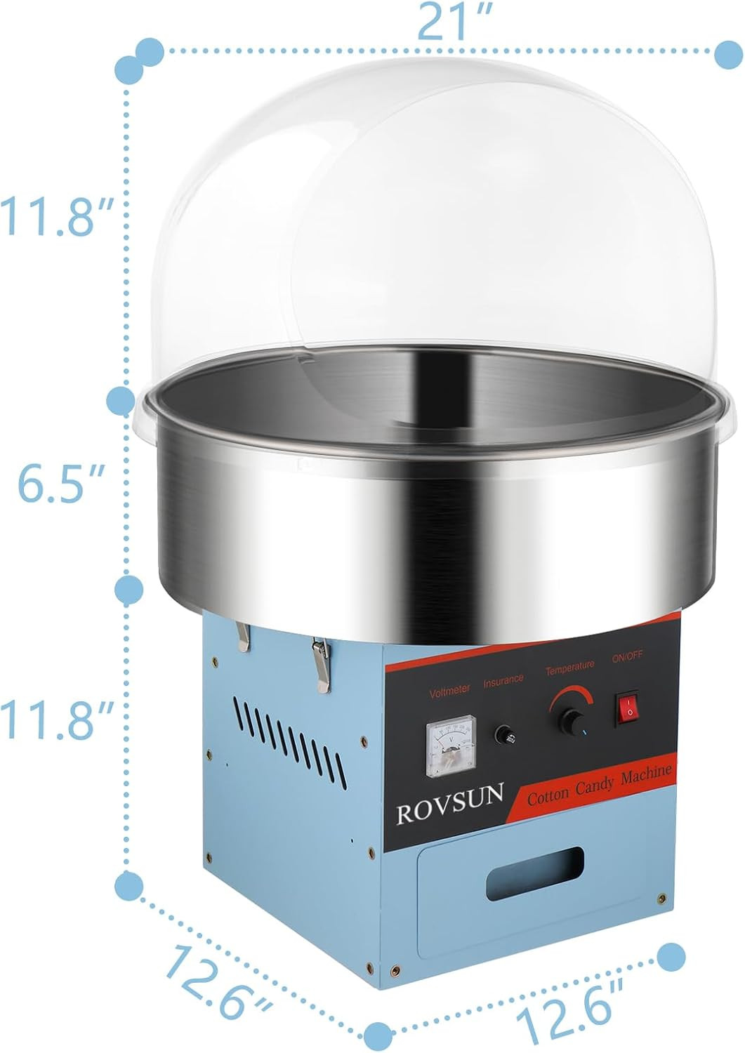 ROVSUN 21 Inch Cotton Candy Machine,Electric Commercial Cotton Candy Maker Machi