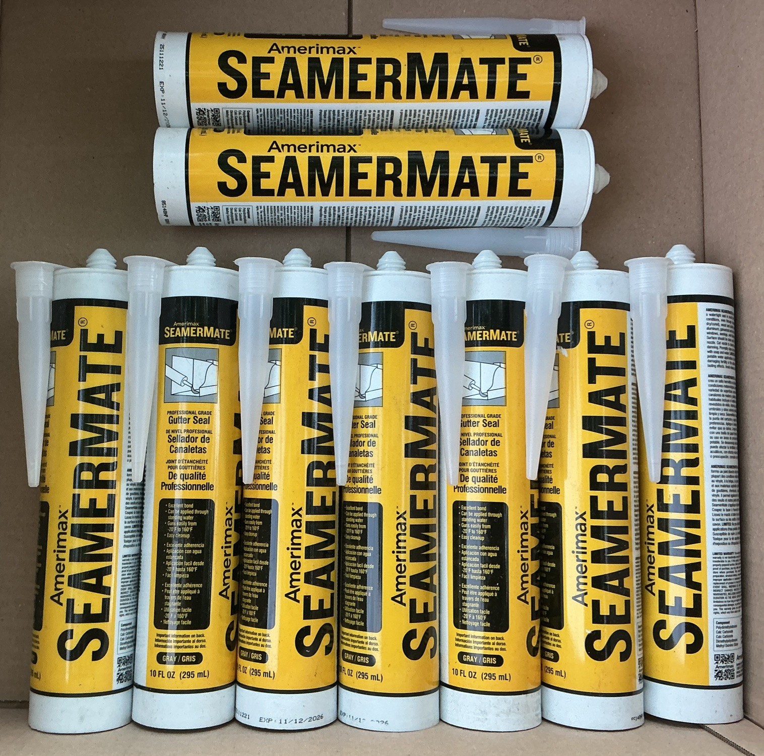 Amerimax Pro SeamerMate Gutter Sealant Lot of 9 Tubes 11/2026 Gray 10 Oz.