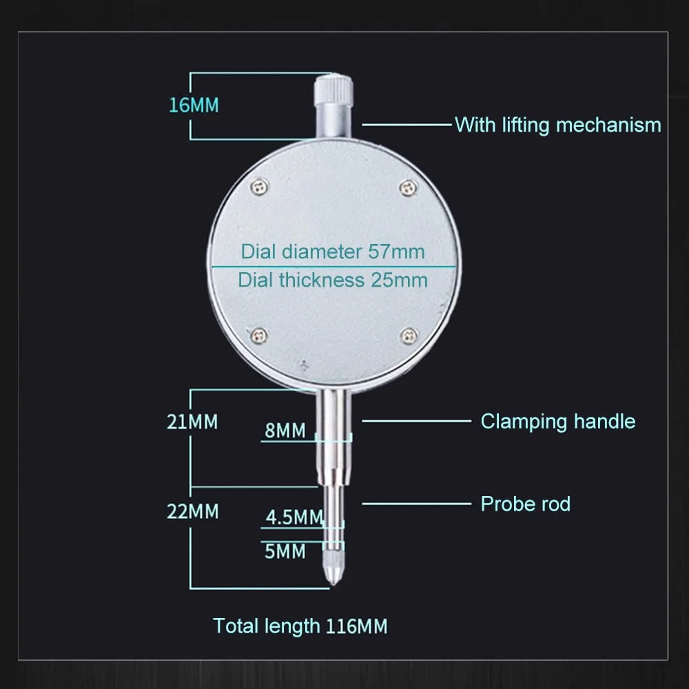 Digital Dial Indicator Electronic Dial Test Gauge 0.01mm/0.0005inch, 0-12.7mm，IP