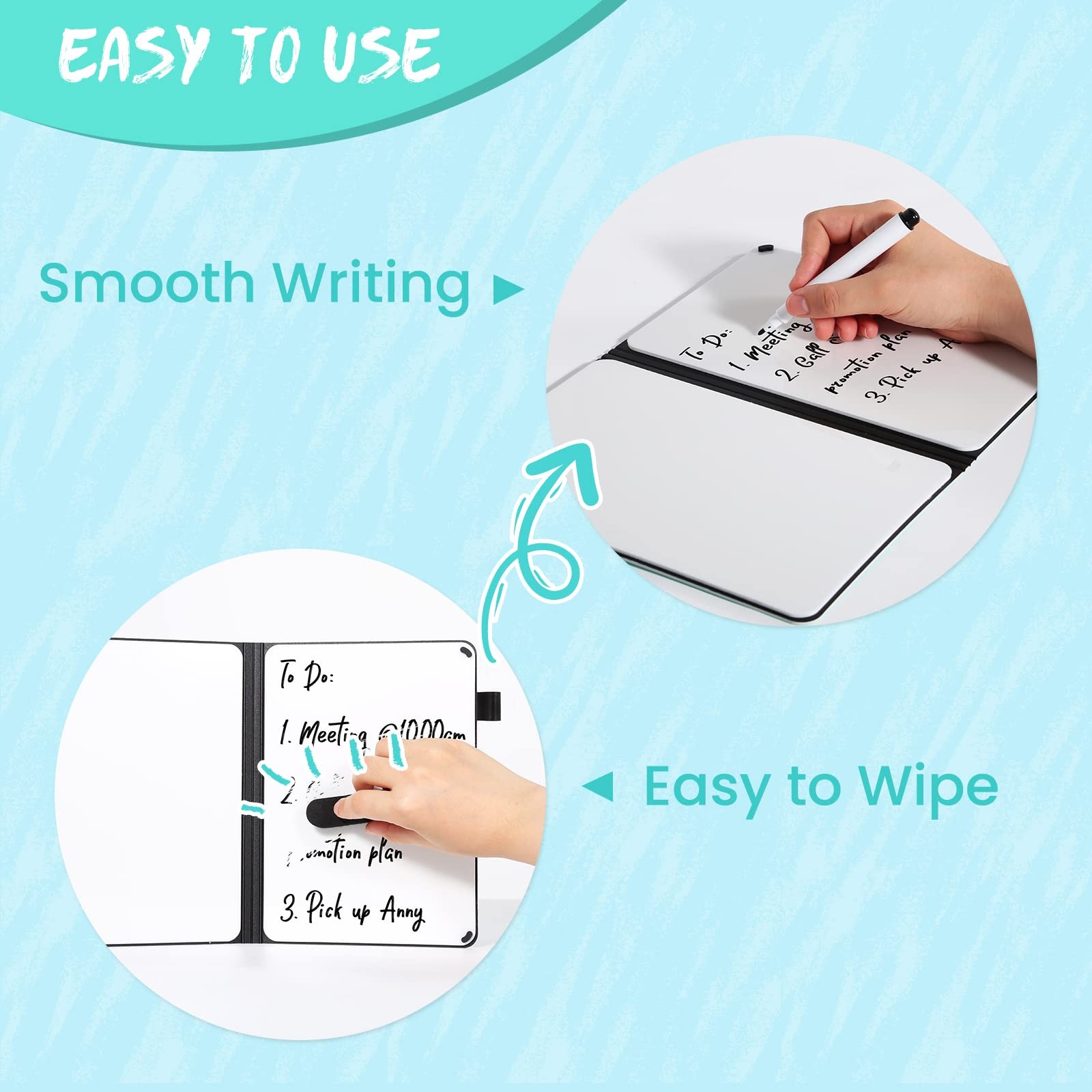 Portable White Board Dry Erase, Double Sided Folding Whiteboards with Pen, Sm…