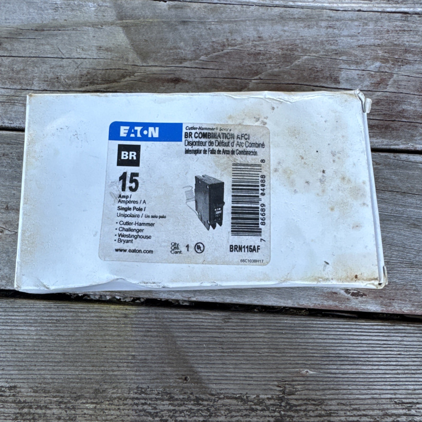 BRN115AF Eaton 15 Amp 1p Circuit Breaker Br Combination AFCI
