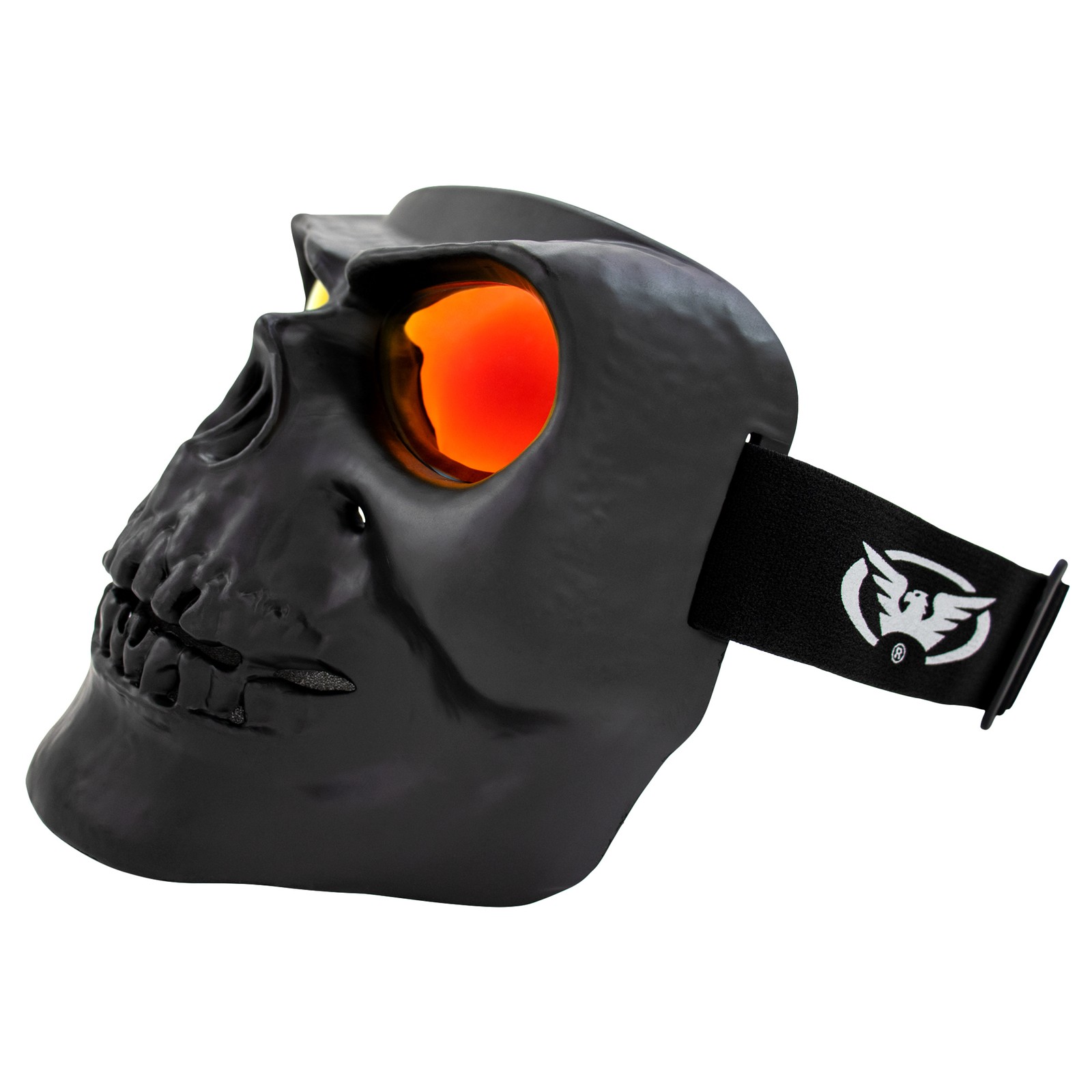 Global Vision Skull Mask Motorcycle Riding Goggles Full Face w/ Red Mirror Lens